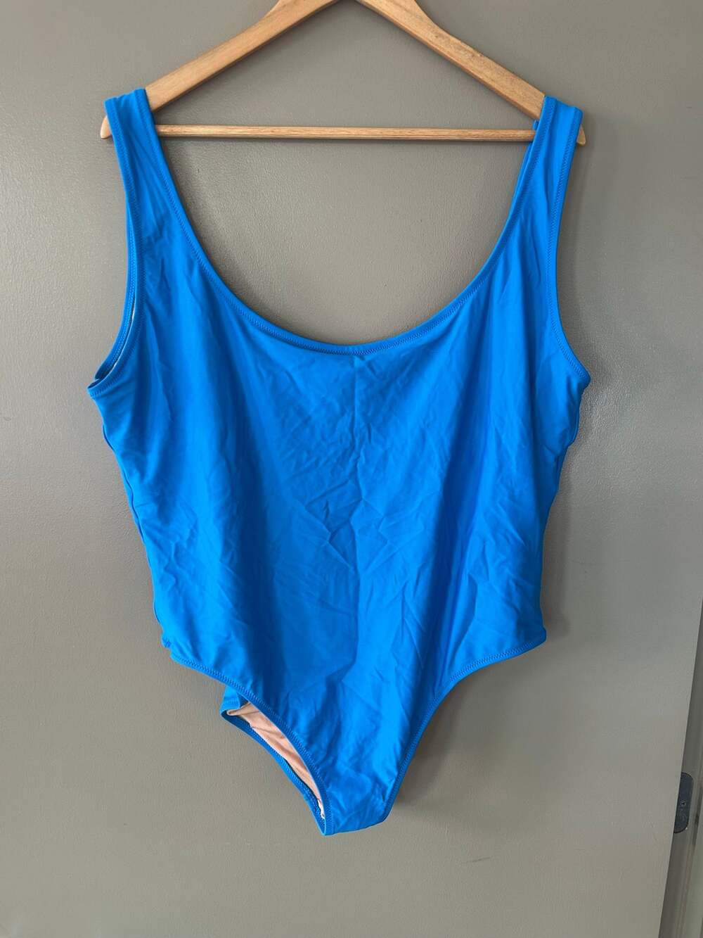 J.Crew Scoopneck OnePiece Swimsuit Blue Built-In Shelf Bra beach coastal summer
